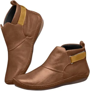 ZBYY Womens Winter Boots New Arch Support Ankle Boots Leather Vintage Round Waterproof Flat Toe Booties Casual Shoes