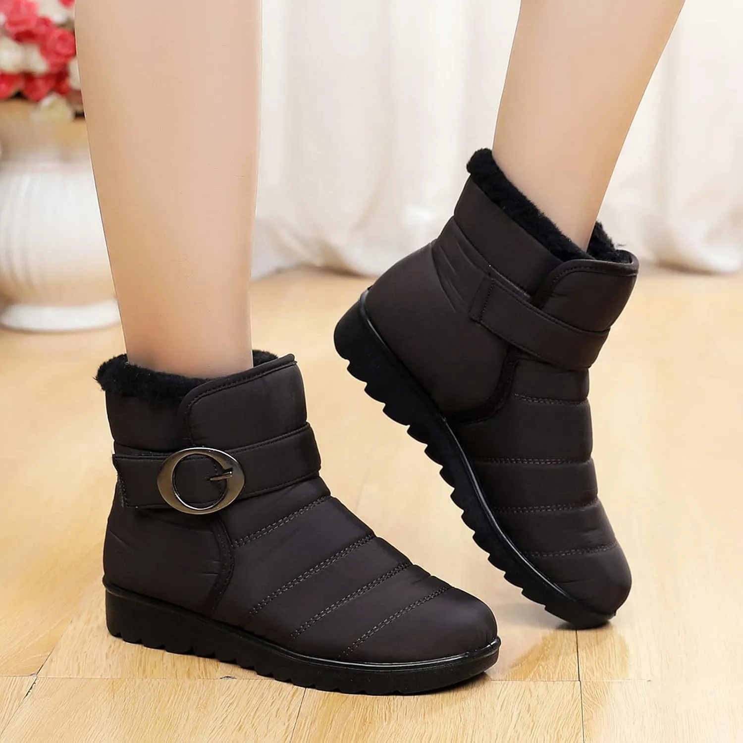 ZBYY Womens Winter Snow Boots with Warm Lining Comfortable Non Slip Waterproof Ankle Boots Outdoor Hiking Walking Platform Shoes