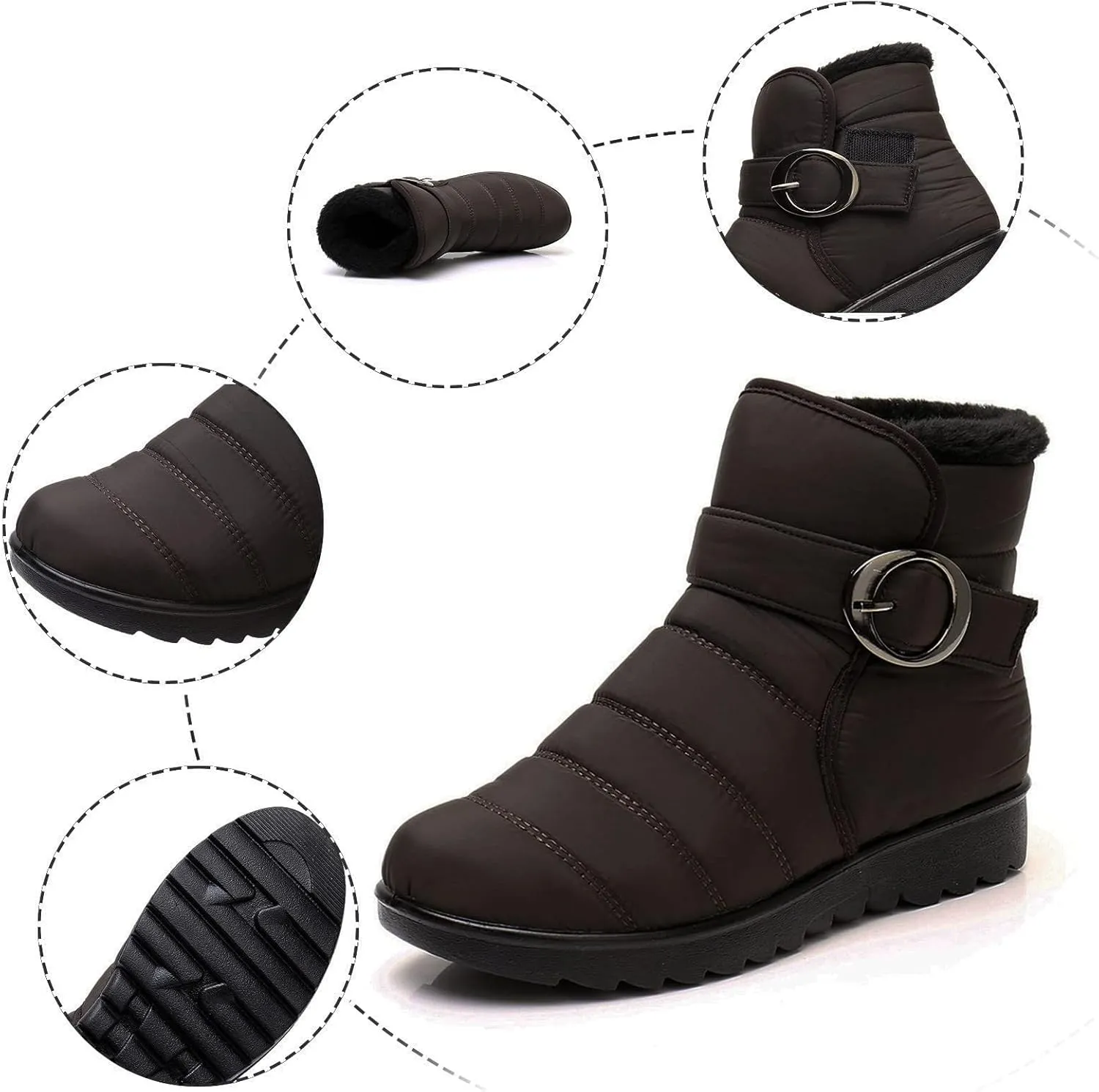 ZBYY Womens Winter Snow Boots with Warm Lining Comfortable Non Slip Waterproof Ankle Boots Outdoor Hiking Walking Platform Shoes