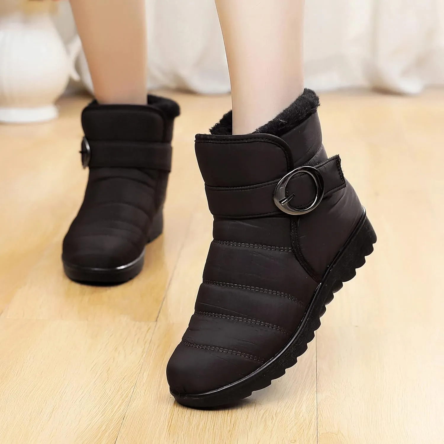ZBYY Womens Winter Snow Boots with Warm Lining Comfortable Non Slip Waterproof Ankle Boots Outdoor Hiking Walking Platform Shoes
