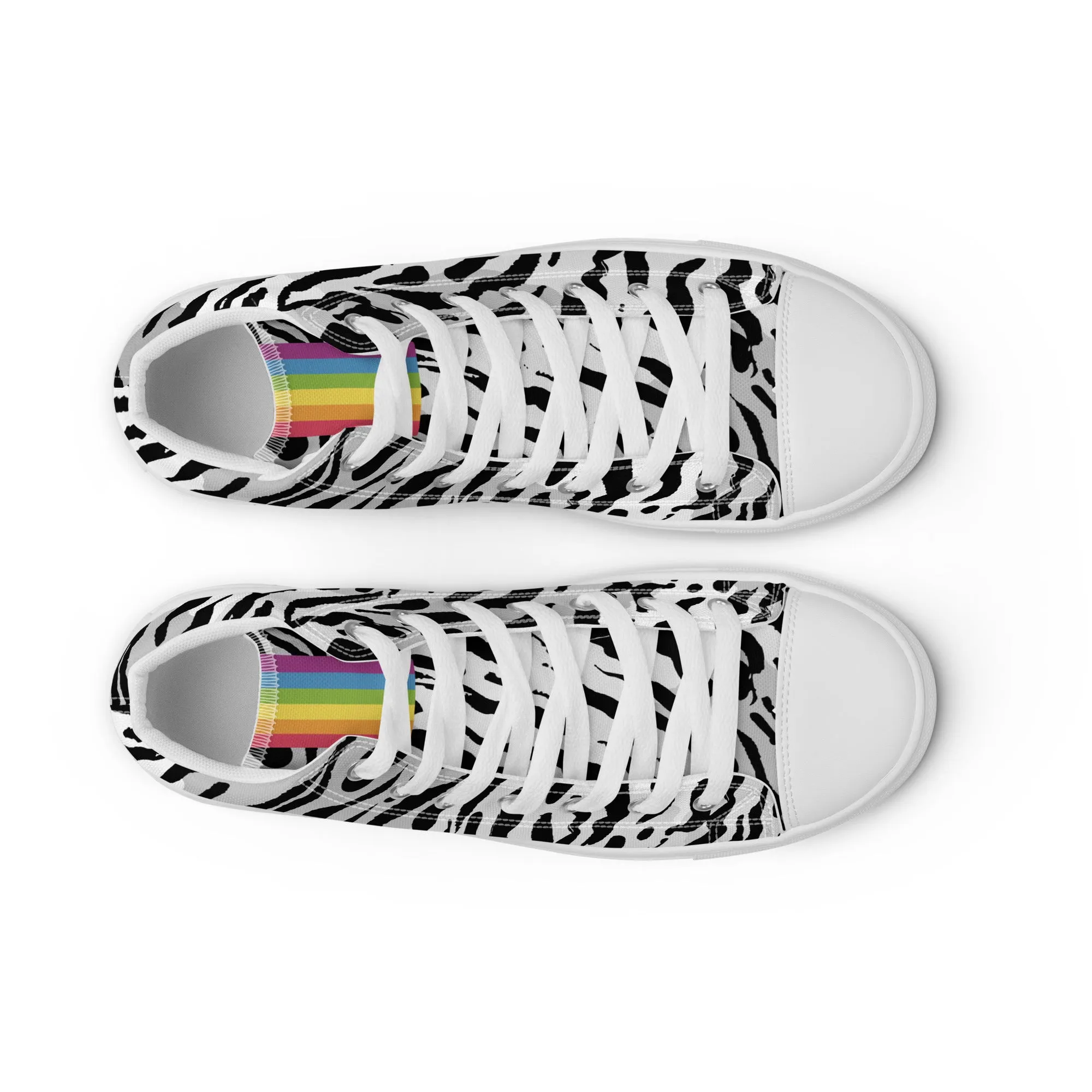 Zebra Print Rainbow Pride High Top Trainers (female sizes)