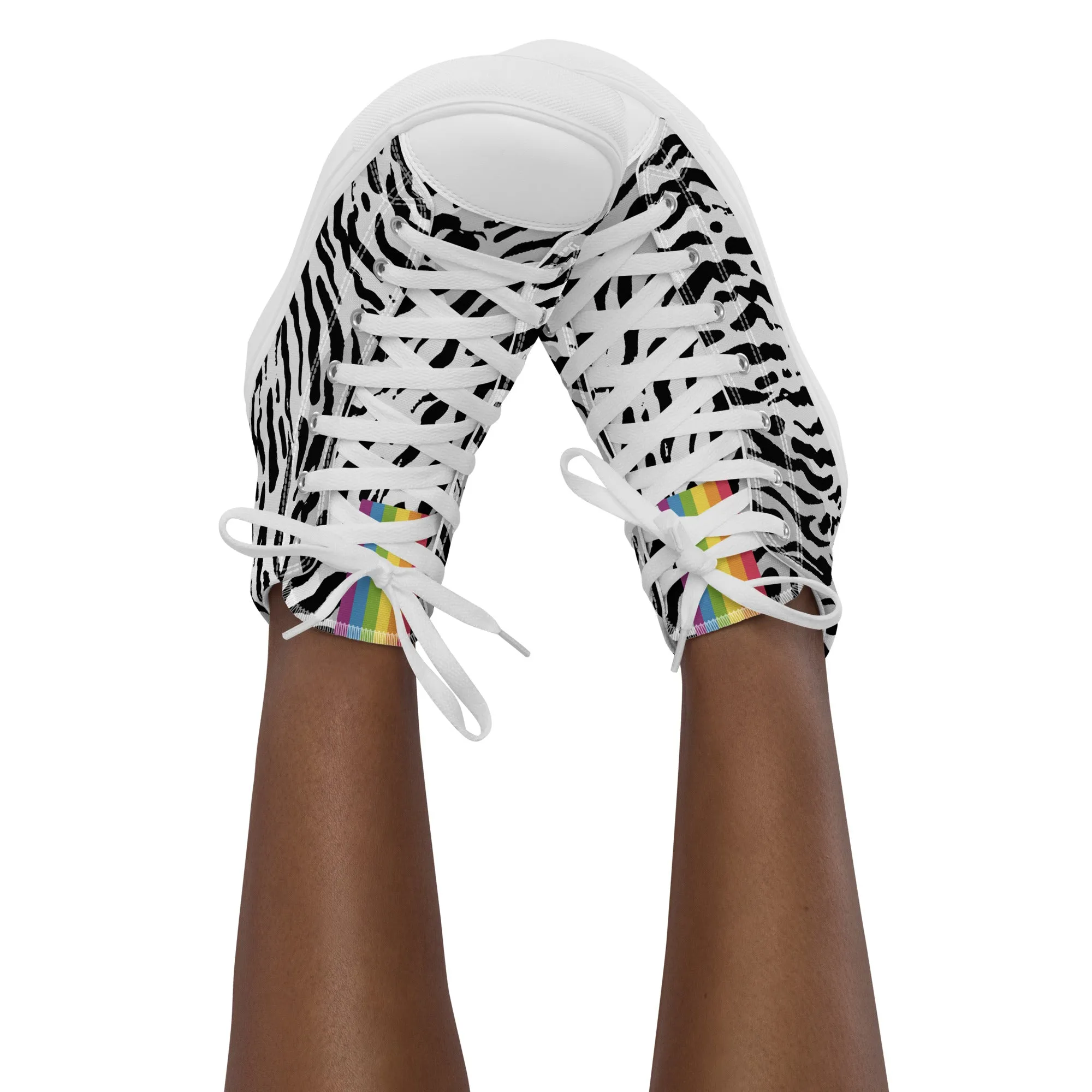 Zebra Print Rainbow Pride High Top Trainers (female sizes)