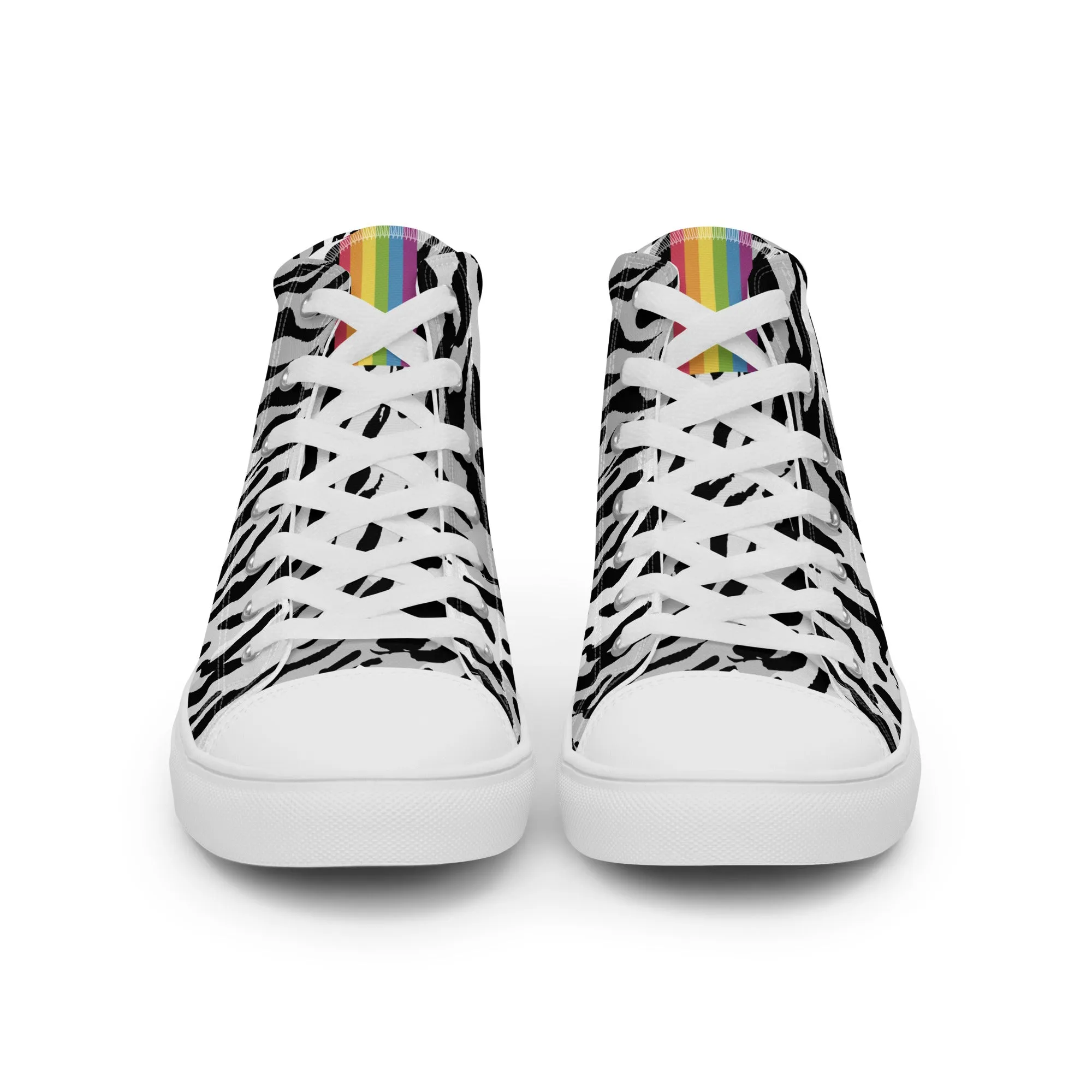 Zebra Print Rainbow Pride High Top Trainers (female sizes)