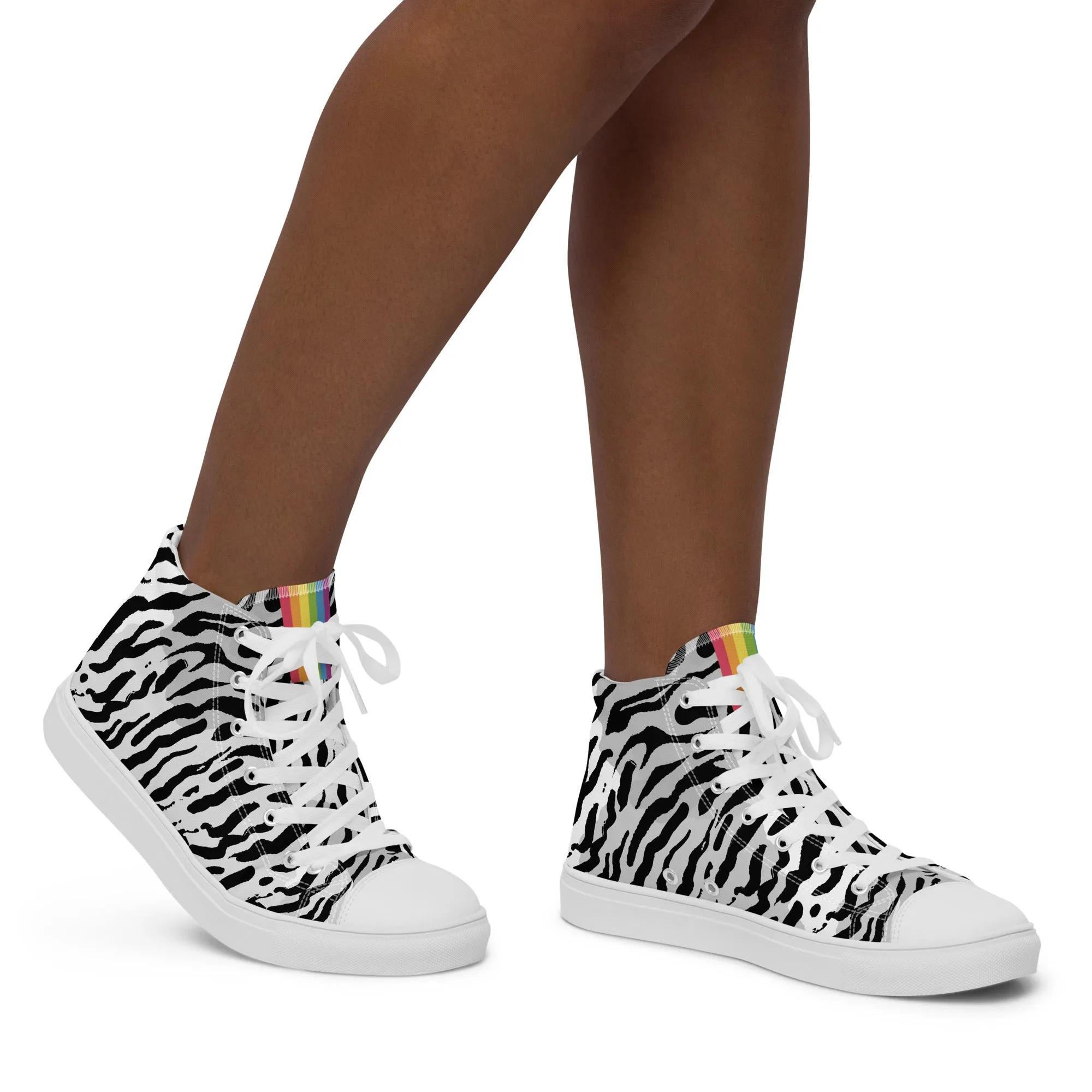 Zebra Print Rainbow Pride High Top Trainers (female sizes)