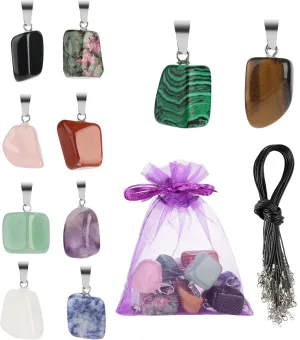 Zenkeeper Hexagonal Natural Crystal Pendant - Pointed Quartz Stone Drop/Heart Shape Healing Stone for DIY Necklace Jewelry Making
