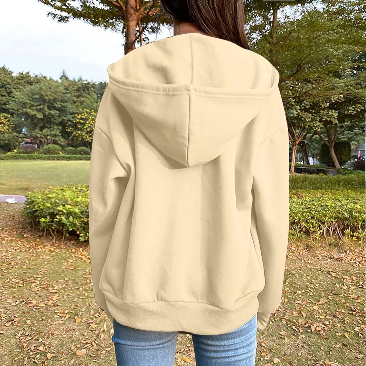 Zip Up Hoodie Women Oversized Cute Lightweight Jackets Trendy Hooded Sweatshirt Workout Fall Jacket with Pockets