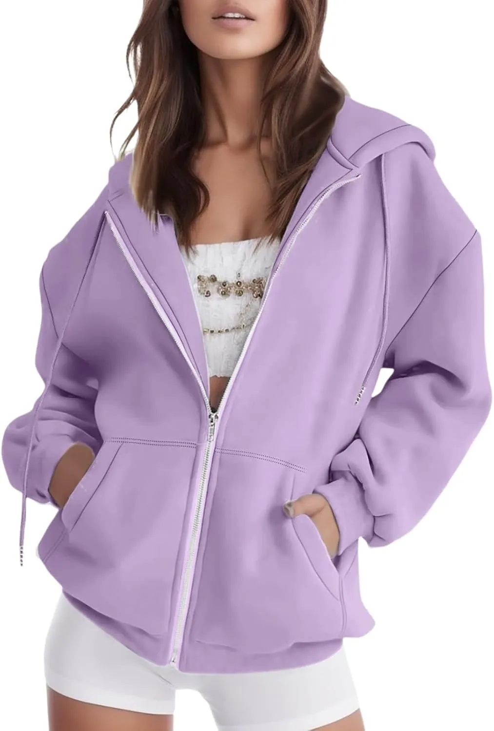 Zip Up Hoodie Women Oversized Y2K Plus Size Oversized Y2K Jackets Casual Drawstring Zip Up Y2K Hoodie with Pocket
